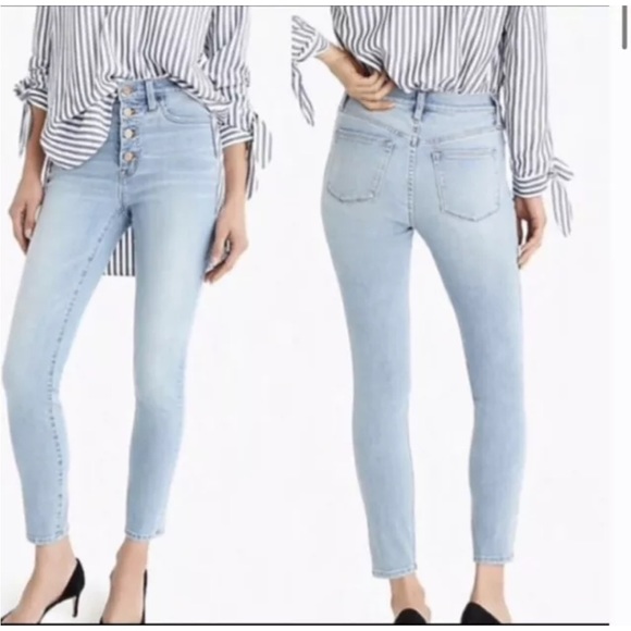 NWOT J.CREW jeans size 29 blue 9” high-rise toothpick denim button fly - Picture 1 of 8